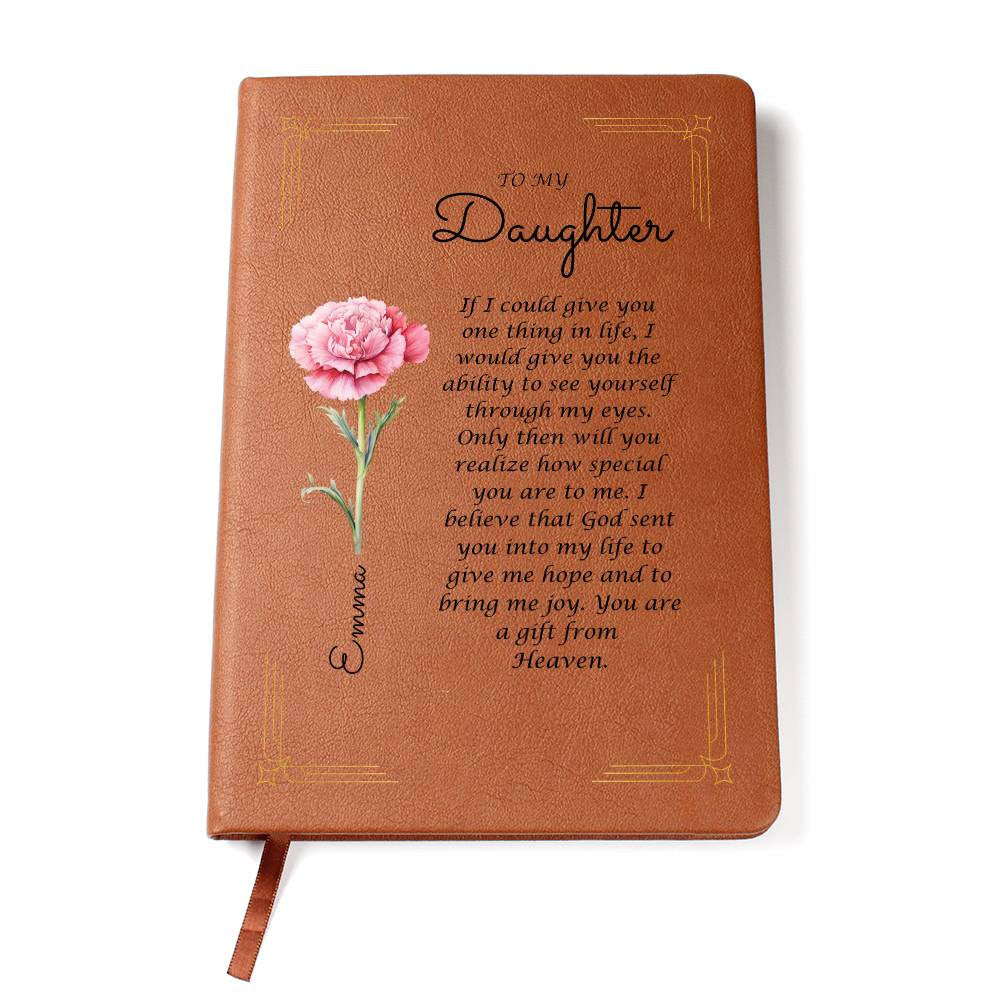 Personalized Name | Birth Flower |Leather Writing Journal