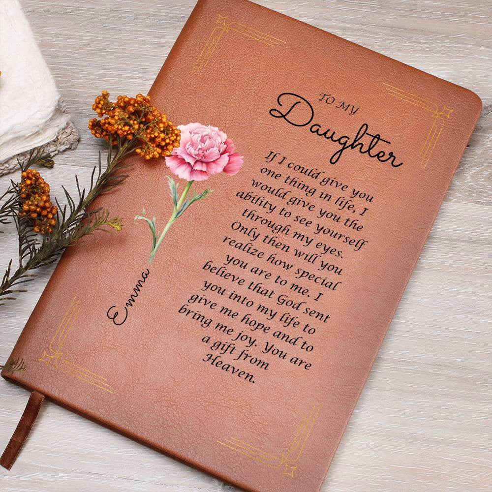 Personalized Name | Birth Flower |Leather Writing Journal