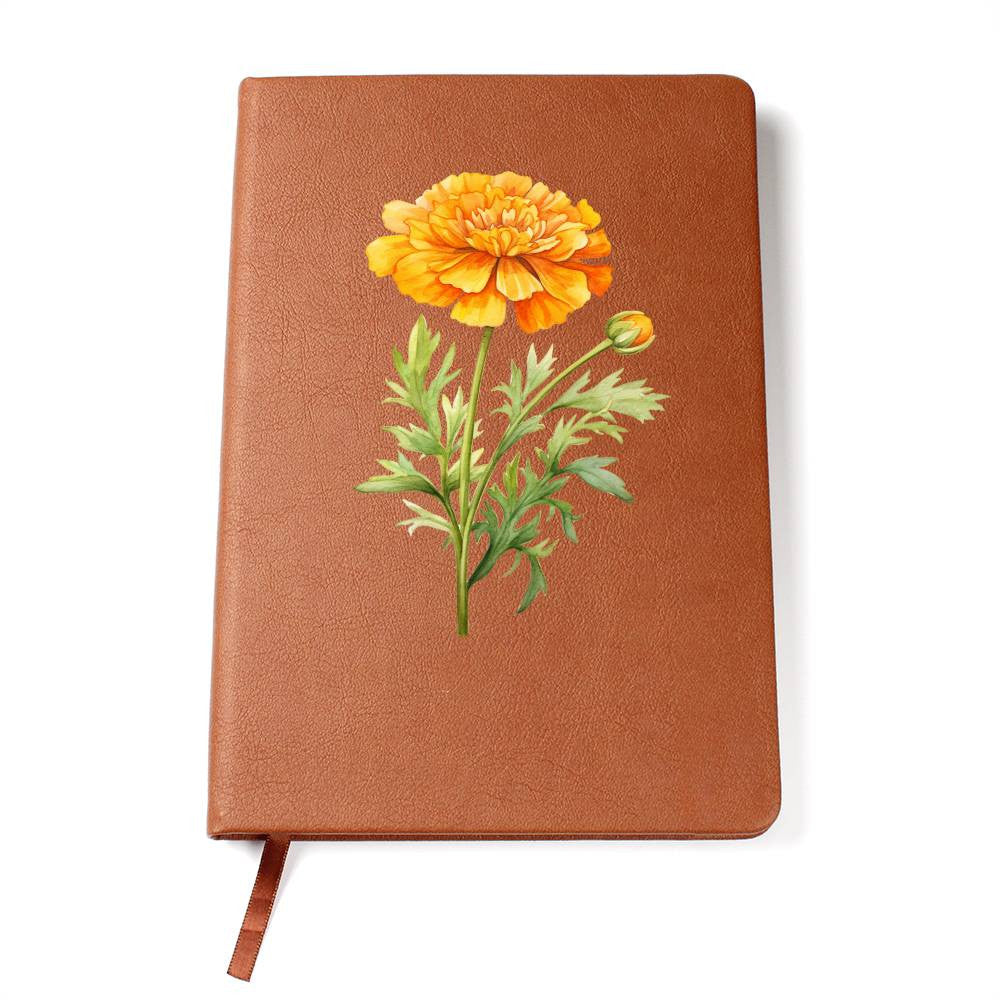 Personalized Name and Birth Flower Leather Journal