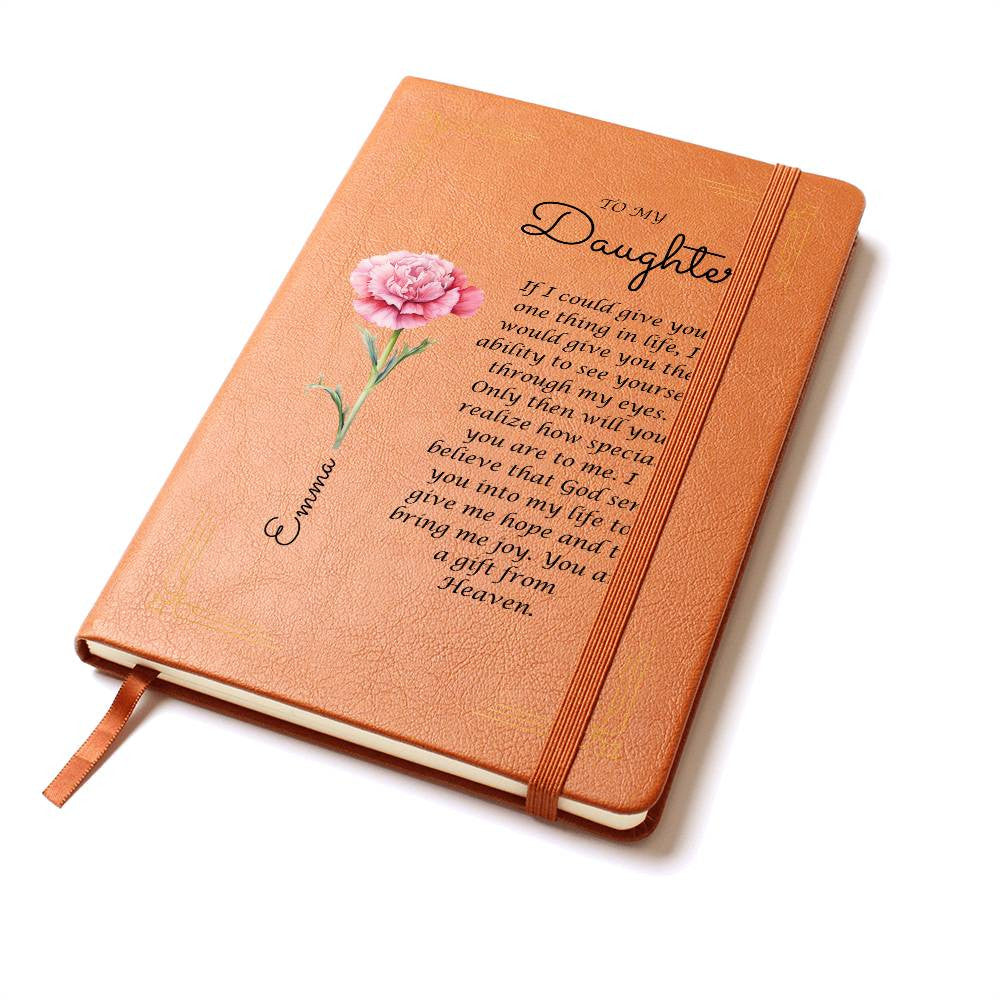 Personalized Name | Birth Flower |Leather Writing Journal