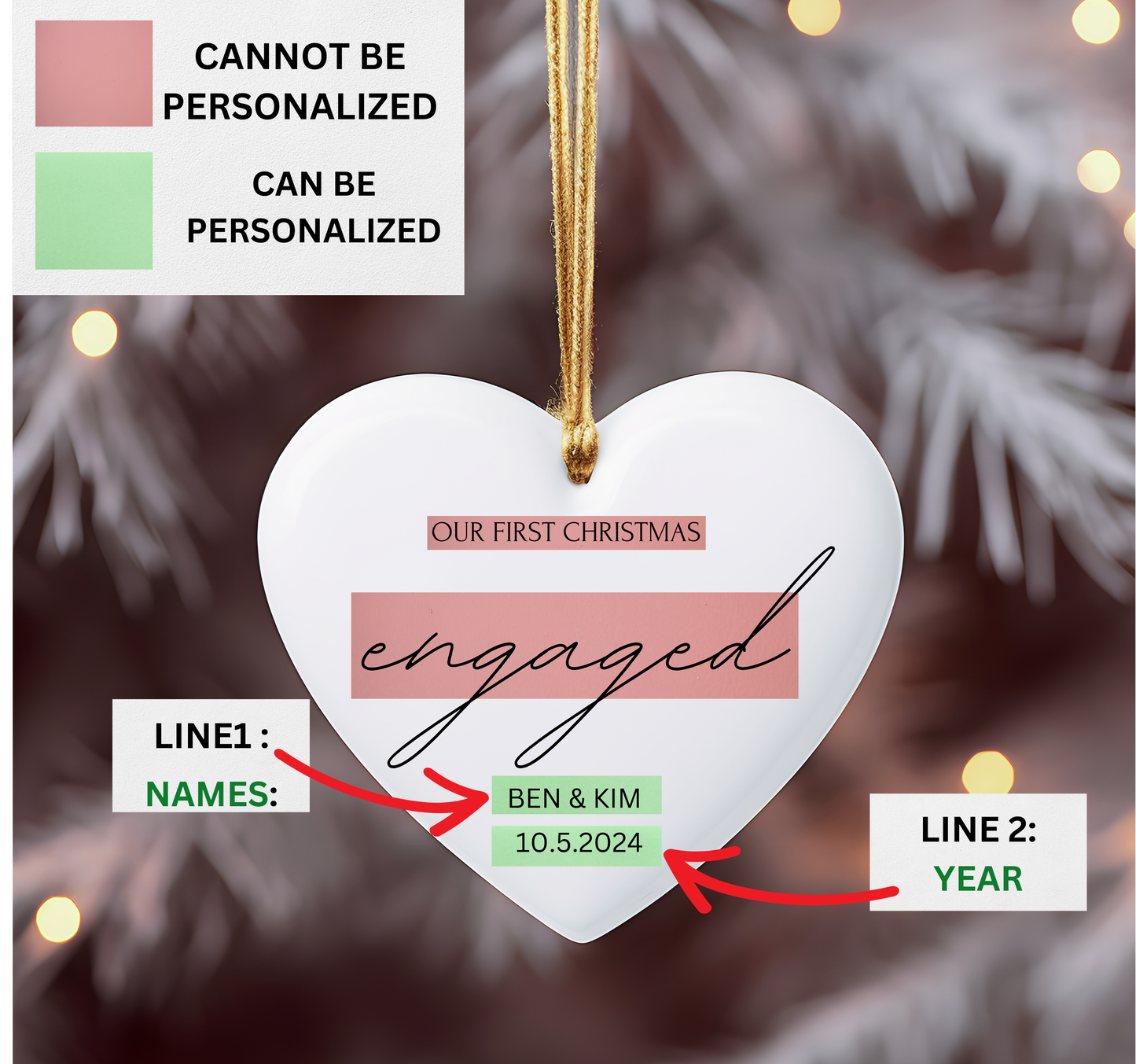 Engaged Heart Ornament