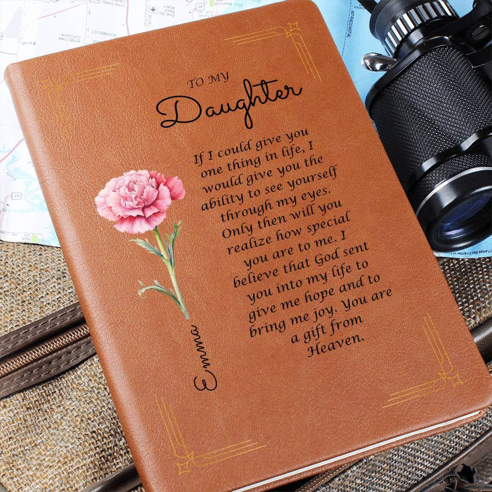 Personalized Name | Birth Flower |Leather Writing Journal