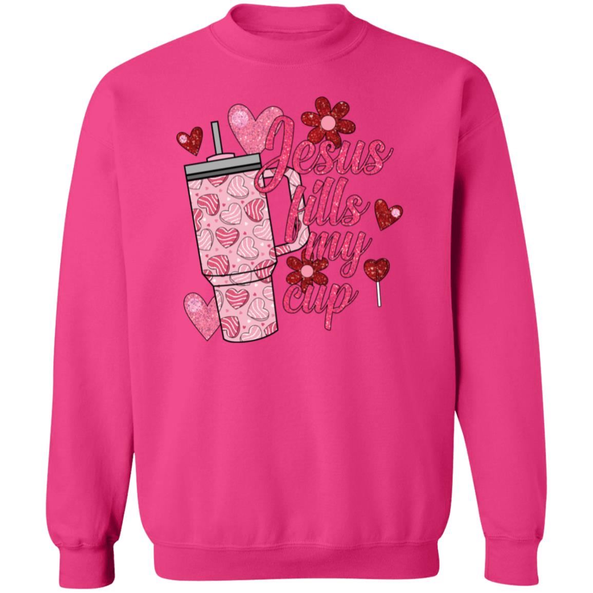 Jesus fills my cup Valentine's Day Sweatshirt, Valentines Candy Heart Sweater, Love Cup Valentine Gift, Happy Valentines Day for her