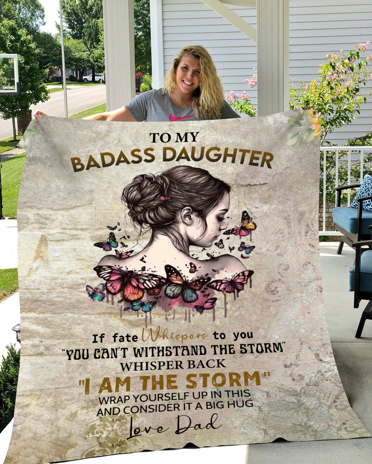 To My Badass Daughter Fleece Blanket - 50x60
