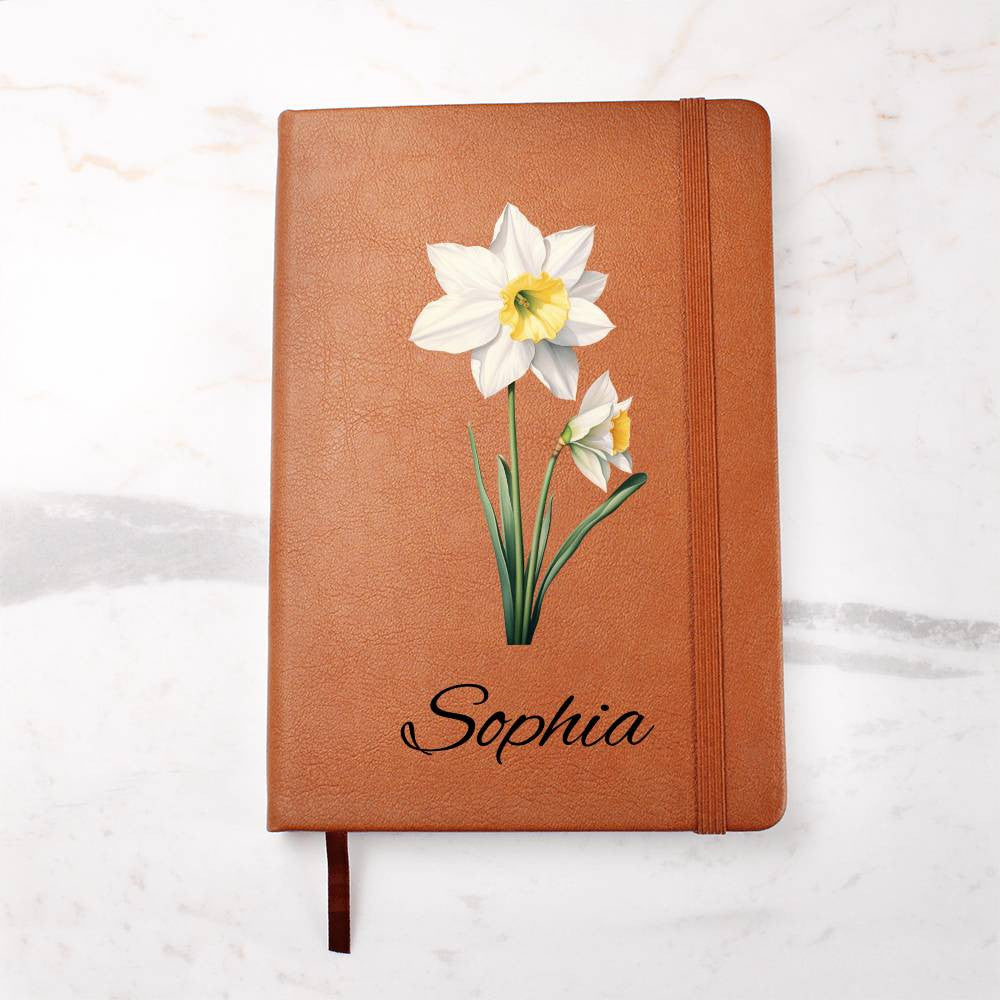 Birth Month Flowers Bloom Where You're Planted- Personalized Leather Journal