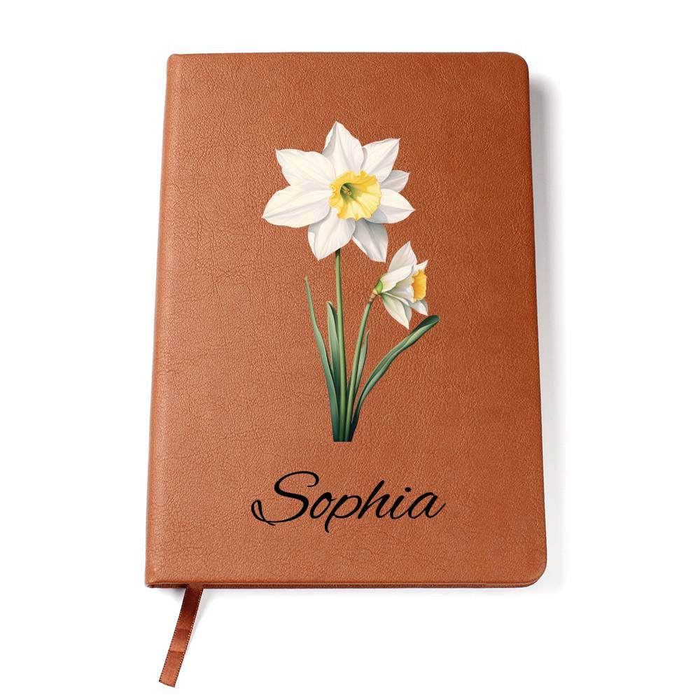 Birth Month Flowers Bloom Where You're Planted- Personalized Leather Journal