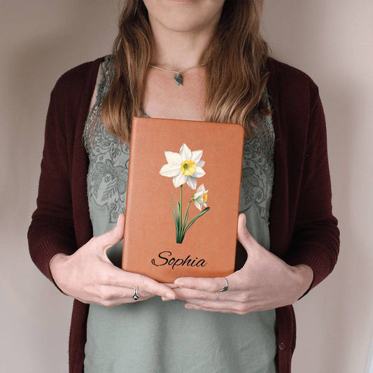 Birth Month Flowers Bloom Where You're Planted- Personalized Leather Journal