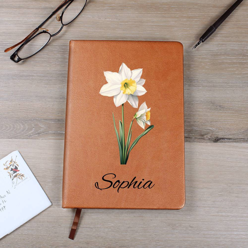 Birth Month Flowers Bloom Where You're Planted- Personalized Leather Journal