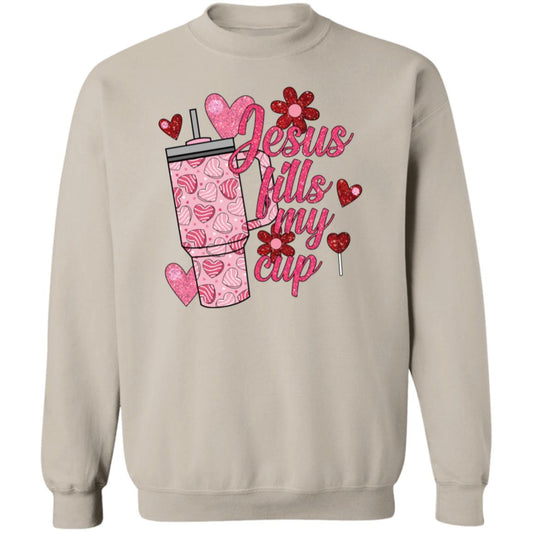 Jesus fills my cup Valentine's Day Sweatshirt, Valentines Candy Heart Sweater, Love Cup Valentine Gift, Happy Valentines Day for her